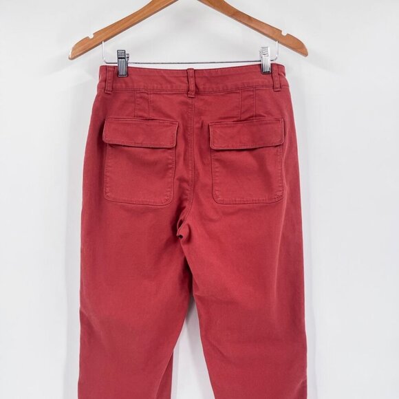 Loft Ann Taylor Utility Jogger Tapered Trouser Pants High Waisted Red Pink 4 - Picture 8 of 11